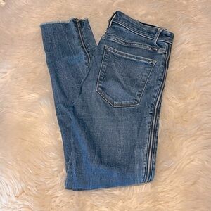 Abercrombie & Fitch Side Zip High Rise Raw Hem Skinny Ankle Jeans
